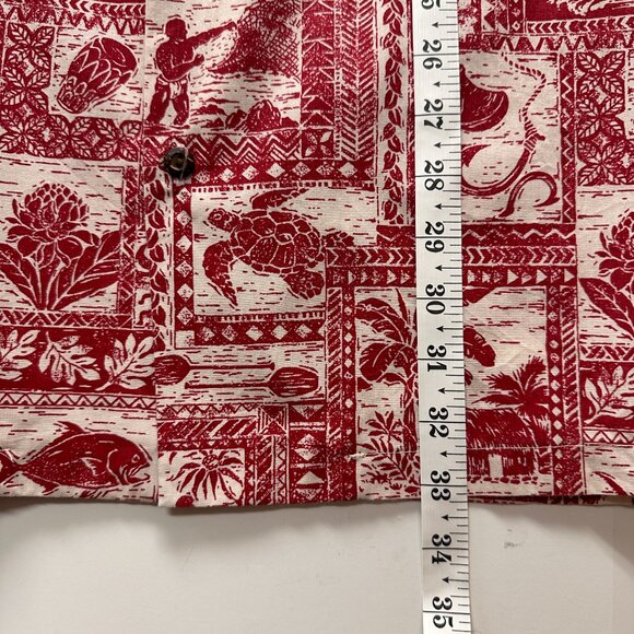 Vintage Made in Hawaii Red Tapa Aloha Shirt - Picture 6 of 7